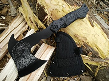 [Any condition. Any task. Get out there] Outdoor Camping Hunting Survival Steel Axe Hatchet with Spike Polished Finish Camping Tomahawk Including Nylon Sheath