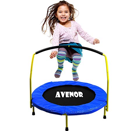Toddler Trampoline With Handle - 36" Kids Trampoline With Handle - Mini Trampoline w/ Sturdy Frame, Coil Spring, Safety Padded Cover -Heavy Duty Mini Trampoline Indoor Outdoor Toddler Trampoline