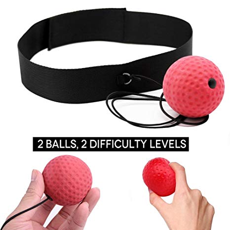 KWOW Boxing Reflex Ball, 2 Difficulty Level speed Balls with Headband, fit for Fitness, Boxing Focus Punching Improvement, Hand Eye Coordination Training Cardio Training MMA, UFC, Boxing fighters