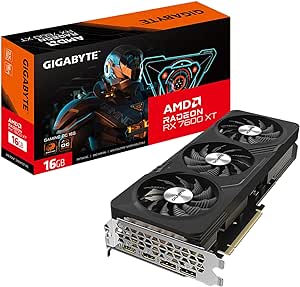 GIGABYTE Radeon RX 7600 XT Gaming OC 16G Graphics Card, 3X WINDFORCE Fans 16GB 128-bit GDDR6, GV-R76XTGAMING OC-16GD Video Card