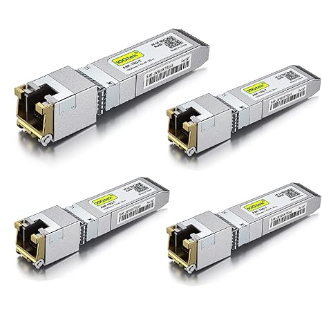 10Gtek 10GBase-T SFP  to RJ-45 Transceiver, 10Gbe SFP  Copper Ethernet CAT.6a Module, up to 30-Meter, for Cisco SFP-10G-T-S, Meraki, Ubiquiti UniFi UF-RJ45-10G, Fortinet, Netgear AXM765, Pack of 4