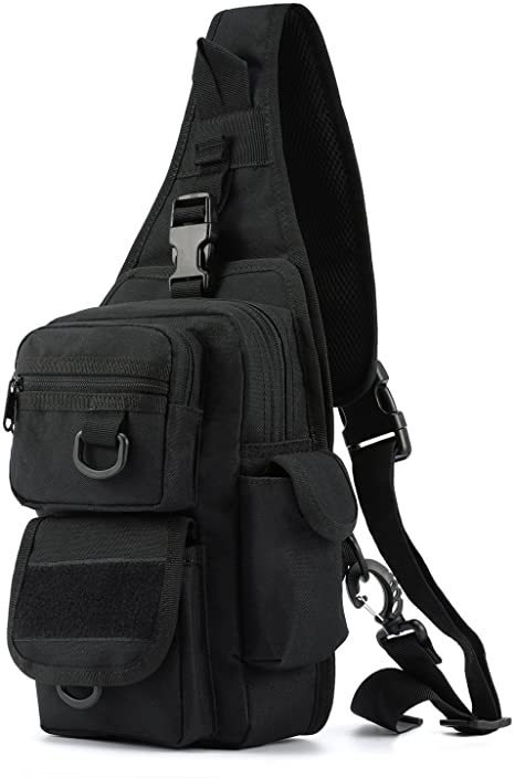 Barbarians Tactical Sling Bag Pack with Pistol Holster, Military Shoulder Bag Satchel, Range Bag Daypack Backpack
