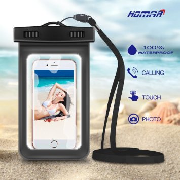 Homar® Universal Waterproof Case - Best in Water Sports Equipment - Dry Bag Pouch for Apple iPhone 6s, 6 Plus, Samsung Galaxy S6 Edge, BlackBerry Cell Phone up to 6 inches MP3, Keys etc.