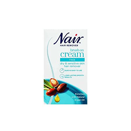Nair Hair Removal Facial Brush On Cream 50ml || For Dry & Sensitive Skin with Argan Oil