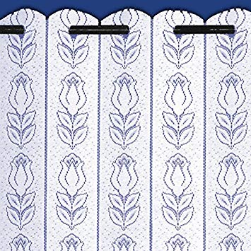 Tulip Lace Net Curtain Louvre Blind Finished in White - 72" Wide x 72" Drop