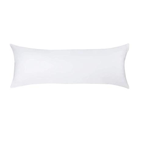 PiccoCasa Body Pillow Cover Pillowcase, 280 Thread Count, 100% Egyptian Cotton, Body Pillow Case with Zipper Closure (20 x 48, White, 1-Piece)