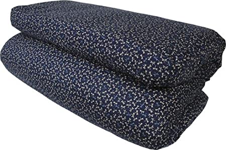 J-Life Traditional Japanese Shiki Futon (Shikibuton) - QUEEN SIZE with Custom Removable Tombo Navy Cover 60" x 80" x 4"