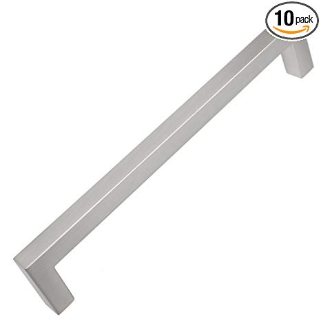 GlideRite Hardware 6.25 inch CC 21683-160-SN-10 Solid Square Slim Cabinet Bar Pulls, 10 Pack, 6.25", Satin Nickel, Finish