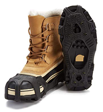 ICETRAX Pro Winter Ice Grips for Shoes and Boots - Ice Cleats for Snow and Ice, StayON Toe, Reflective Heel