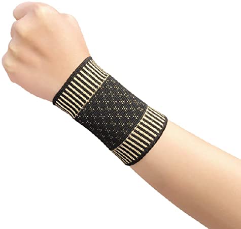 1 Pair Copper Fiber Wrist Brace Fitness Yoga Wrist Support Compression Can Relieve Wrist Pain,Sprains,And Recovery (M)