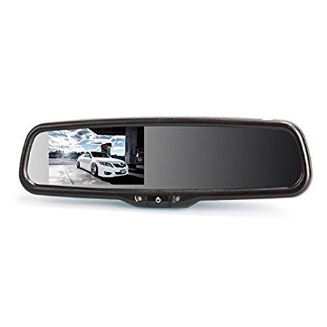AUTO-VOX Auto Adjusting Brightness 4.3" LCD Screen Car Rearview Mirror with Universal Mount for Most of Car Models | Support rear view camera for Parking Assistance