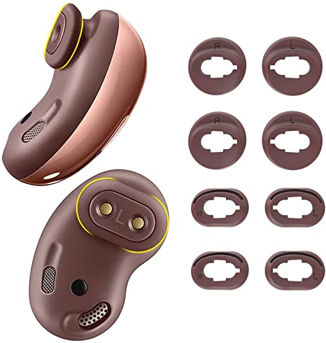 KPYJA 4 Pairs Silicone Ear Tips Replacement Galaxy Buds Live Earbuds Accessories (Brown)