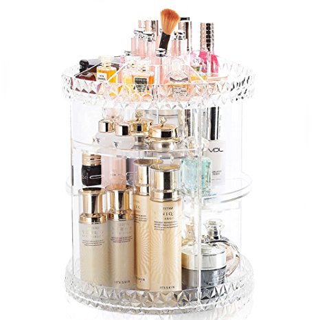 Makeup Organizer 360 Cosmetic Case Storage Box Rotating Diamond Adjustable(Cosmetic case)