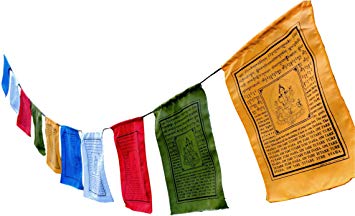 Handmade Green Tara Tibetan Prayer Flags with English Translation (9"X12")