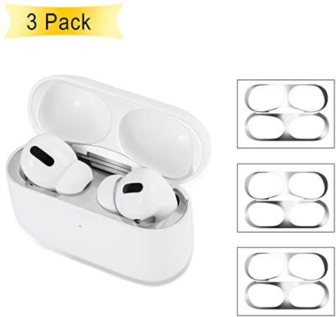 EloBeth Dust Guard Compatible with AirPods Pro Case Dust Guard Sticker Protect from Iron Metal Shavings for AirPods 3rd Dust Proof Film Accessories (Sliver Set)