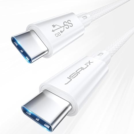 JSAUX 20Gbps Data Transfer Cable, USB C to USB C 3.2 Gen 2 Cable Compatible with iPhone 15 Pro Max, 4K Video Output USB C Monitor Cable 100W PD Fast Charging for iPhone 15, MacBook Pro, iPad Pro-3.3FT