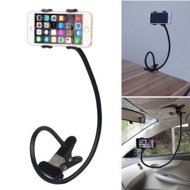 Huixinda Gooseneck Mobile Phone Car Mount 360-degree Rotating Cell Phone Clip Stand Universal Clip-on in Car Phone Holder with Flexible Long Arm Clamp for Iphone Samsung Google Lg Mobile Phones