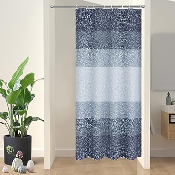 OLANLY Waffle Shower Curtain 36x72 Inches, Heavyweight Fabric, Machine Washable, Waterproof, Hotel Luxury Spa, Simple Modern Blue Shower Curtains for Bathroom, Guest Bath, Stalls and Tubs