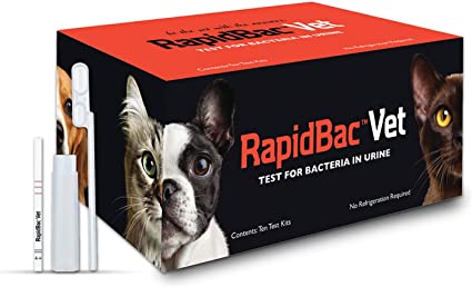 RapidBac Vet 10-Pack Bacteriuria Test Strips for Cat & Dog Urine, Lab-Validated 15-Minute Detection of Gram-Positive & Gram-Negative Bacteria Causing UTI Urinary Tract Infection, Sub for Urine Culture