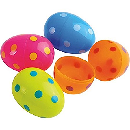 Dozen Assorted Color Polka Dot Design Plastic Easter Eggs (24 Pack)