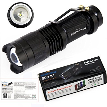 Sidiou Group Mini 3-MODE 7W 300Lm CREE Q5 LED ZOOMABLE Zoom Flashlight Torch Light