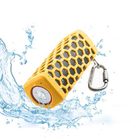 Portable Hi-fi Wireless Bluetooth Speaker Waterproof with Power Bank, Built-in 7000mAh Rechargeable Battery, 20 Hours Playtime, Powerful Surround Hi-fi Sound with Enhanced Bass (Yellow)