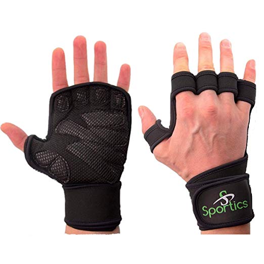 Crossfit Weight Lifting Gloves with Wrist Support for Gym Workout, Cross Training, Fitness, WOD, Pull Ups & Weightlifting. Strong Grip & Full Palm Protection, Wrist Wraps. Suits Both Men & Women