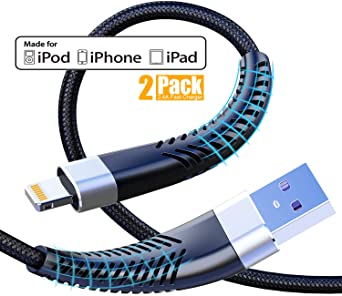 [ Apple MFi Certified ] 2Pack 3ft iPhone Charger, CABEPOW Lightning Cable 3 Foot, High Fast 3Feet iPhone Charging Cable with Metal Connector for iPhone 11/11Pro/11Max/XS/XR/XS Max/8/7/6/5S/SE.