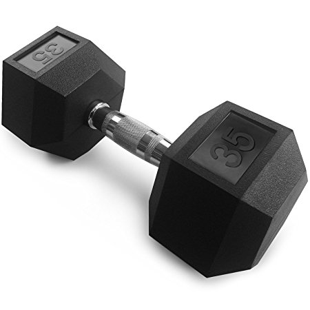 Yes4All Rubber Hex Dumbbell (Single) – 5, 10, 15, 20, 25, 30, 35 and 45 lbs