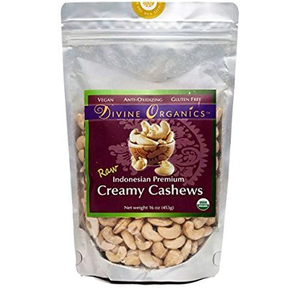 Divine Organics, 16oz Raw Indonesian Cashews