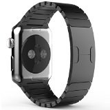 Apple Watch Band MoKo Stainless Steel Replacement Smart Watch Band Link Bracelet with Double Button Folding Clasp for 42mm Apple Watch All Models - BLACK Not Fit iWatch 38mm Version 2015