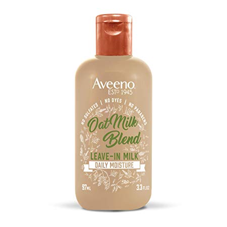Aveeno Hydrating Oat Milk Leave-In Milk Hair Treatment for Dry Frizzy Hair and Lightweight Moisture, Sulfate Free Treatment, No Dyes or Parabens, 3.3 Fl Oz