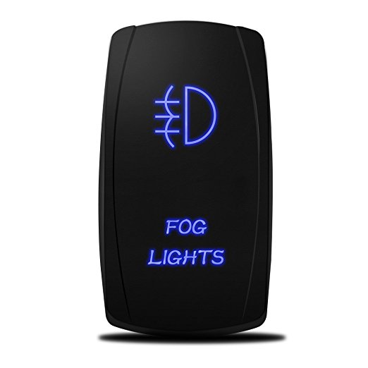 MicTuning LS081602JL, Backlit Fog Lights Rocker Switch Kit, On/Off LED Light, 20A 12V Toggle, Blue