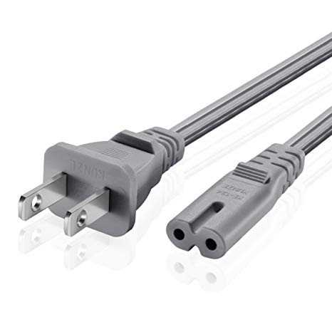 TNP Universal 2 Prong Power Cord (1 Feet) - NEMA 1-15P to IEC320 C7 Shotgun Connector AC Power Supply Cable Wire Socket Plug Jack (Gray) Compatible Apple TV, PS4, PS3 Slim, LED HDTV