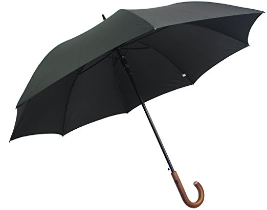 Pierre Cardin Black Designer umbrella, Brown wooden handle, auto open