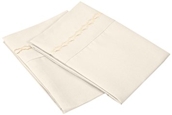 Super Soft Light Weight, 100% Brushed Microfiber, Standard, Ivory with Cloud Embroidery 2-Piece Pillowcase Set