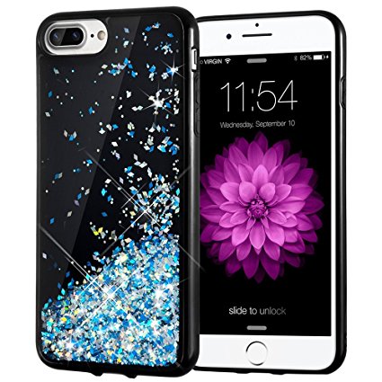 iPhone 7 Plus Case, Caka [Starry Night Series] Bling Flowing Floating Luxury Liquid Sparkle TPU Bumper Glitter Case for iPhone 6 Plus/6S Plus/7 Plus/8 Plus (5.5 inch) - (Blue)