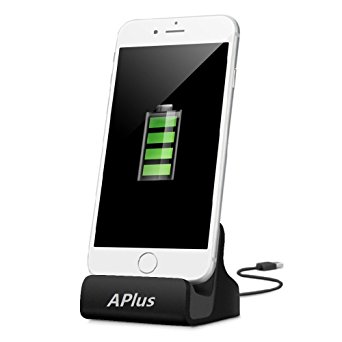 iPhone Charging Dock,Aplus  iPhone Desk Charger,Charge and Sync Stand for iPhone 7/7Plus iPhone 6/6Plus/6s iPhone 5/5Plus/5s ipad, iPhone docking Station (Black)