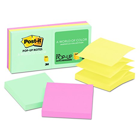 Post-it Pop-up Notes, 3 in x 3 in, Marseille Collection, 6 Pads/Pack (R330-AP)