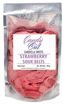 CandyOut Sour Candy Belts, Strawberry 2lb - 32oz in Sealed Stand-up Bag