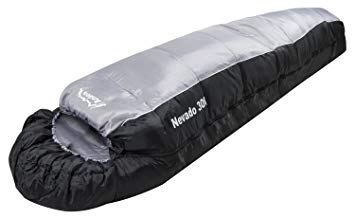 Andes Nevado 300 Mummy Sleeping Bag Warm 300GSM Filling - Compression Carry Bag Included - Ideal For Camping, Hiking, Backpacking, DoE Awards, Festivals Waterproof