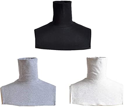 3 Pack Fake Collar Turtleneck Half Top Mock Blouse Dickey Collar Neck Warmer (Black White Gray)