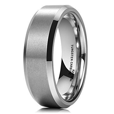 King Will Men's 7MM Classic Tungsten Carbide Ring Matte Brushed Wedding Engagement Band