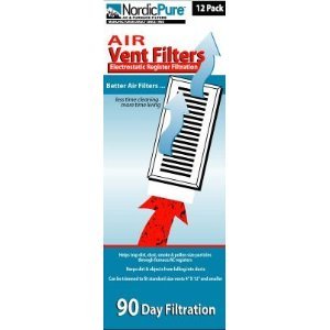 Air Vent Filters 1 Pack of 12- 4x12 (Register Vent Filters) - by Nordic Pure
