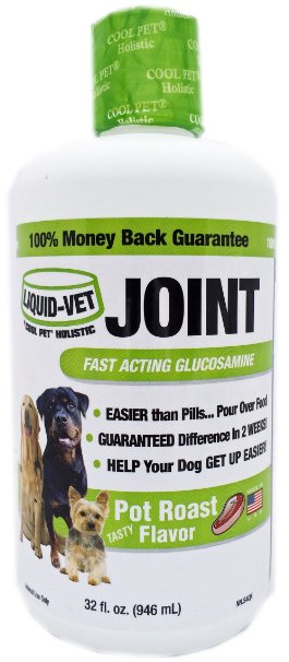 Liquid-Vet Joint Formula - Fast Acting Glucosamine for Joint Aid in Canines - Pot Roast Flavor - Economy Size - 32 Fluid Ounces