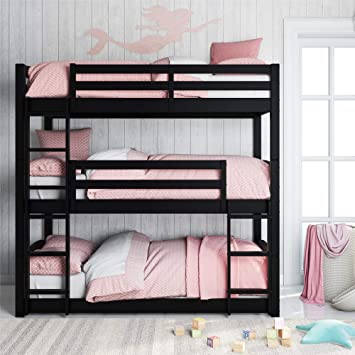 Dorel Living Phoenix Floor, Black Triple Bunk Bed