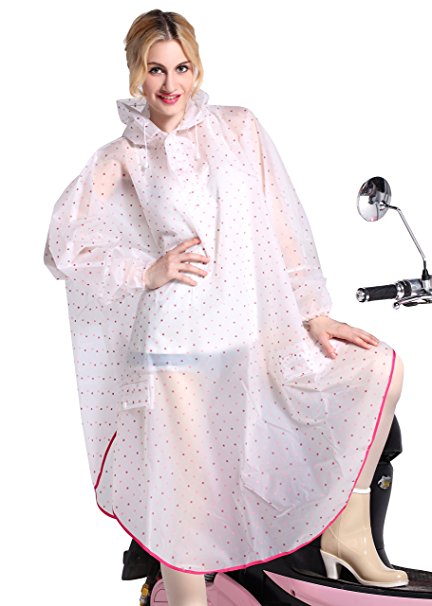 Aircee (TM) Women Cycling Rainwear Ladies Dots Style Hooded Raincoat Sweater Poncho