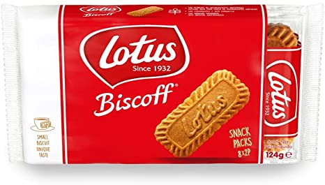 Lotus Biscoff - Caramelized Biscuit Cookies - 8 Pockets of 2 Biscuits, 124 gram