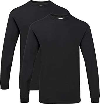 Gildan Hammer Men's Adult Long Sleeve T-Shirt, Black (2-Pack), Large