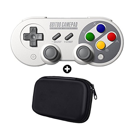 WILLGOO 8Bitdo SF30 Pro Wireless Bluetooth Controller with Joysticks Rumble Vibration USB-C Cable Gamepad   Carrying Bag